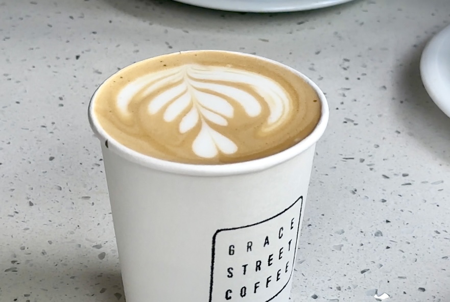 closeup of latte art